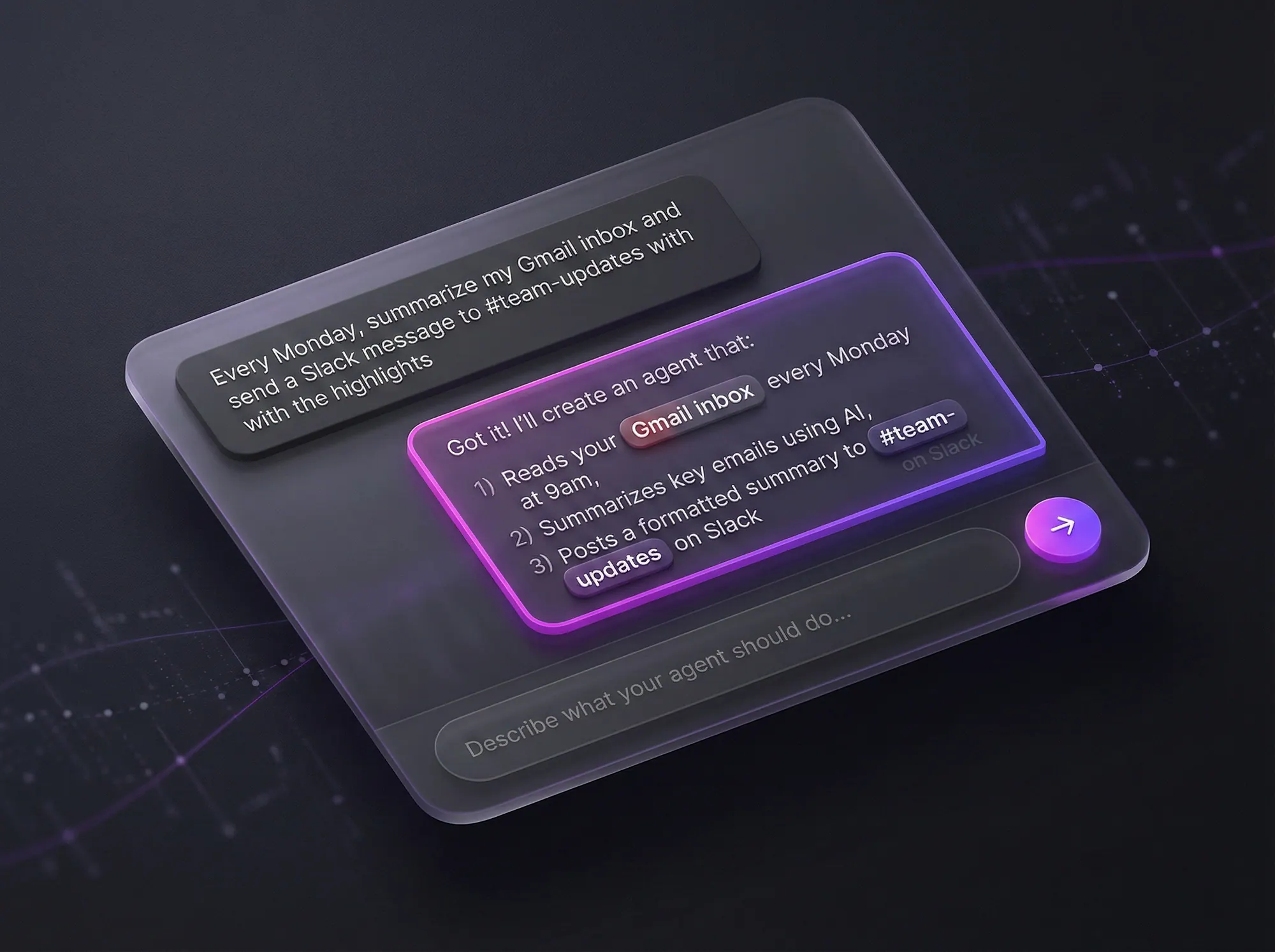 Step one describe workflow goals in chat